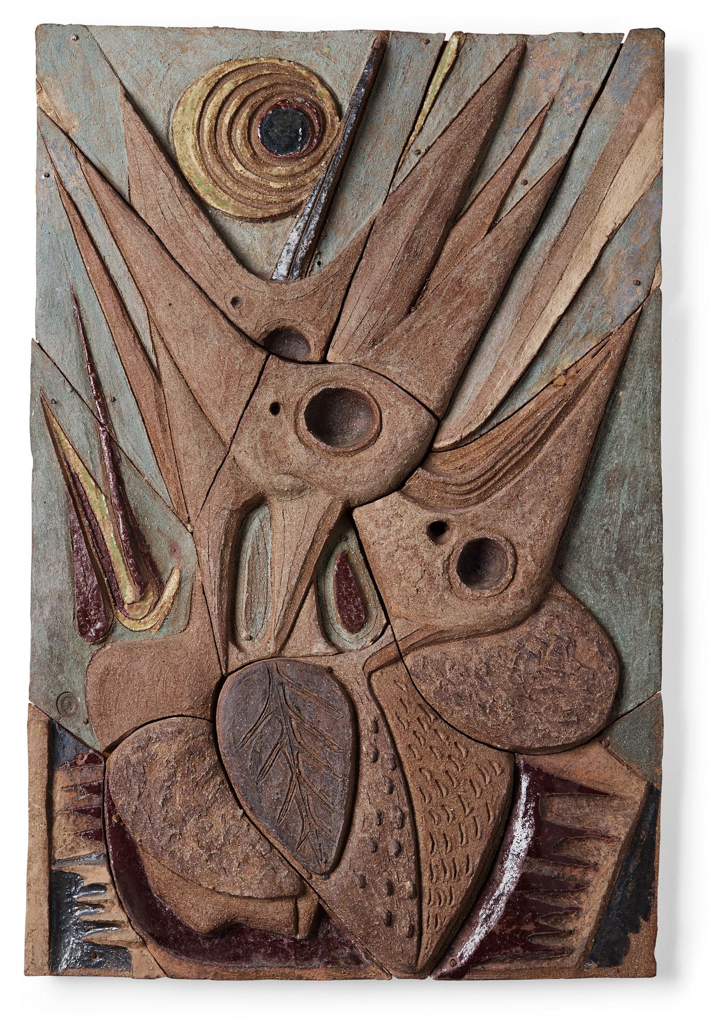 Tyra Lundgren, relief "De hungriga", egen ateljé 1950-tal.