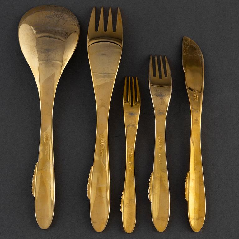 GUNNAR CYRÉN, a part 'Nobel' gilt steel fish cutlery, for Yamazaki (38 pieces).