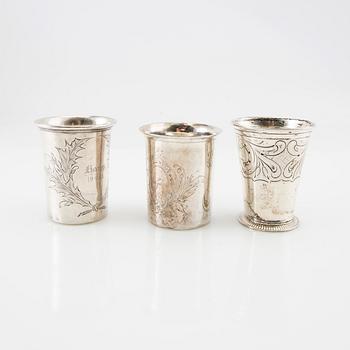 A collection of cups 14 pcs silver 18th/19th century.