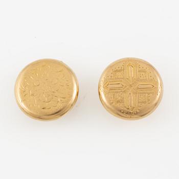 Cufflinks, six pieces, 18K gold.