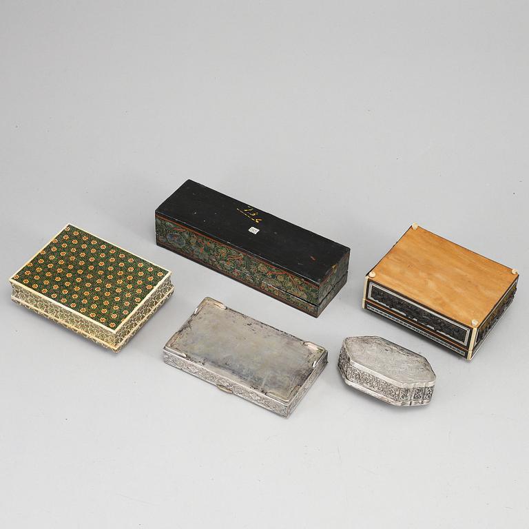 A group of boxes with covers, India, middle-east and south east asian, early 20th Century.