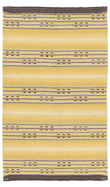 Anna Maria Hoke, a carpet, tapestry weave, c. 267 x 160 cm, signed GH AMH.