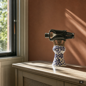 Lisa Larson, a stoneware figurine, 'Samhällsbedatten', Gustavsberg, Sweden.
