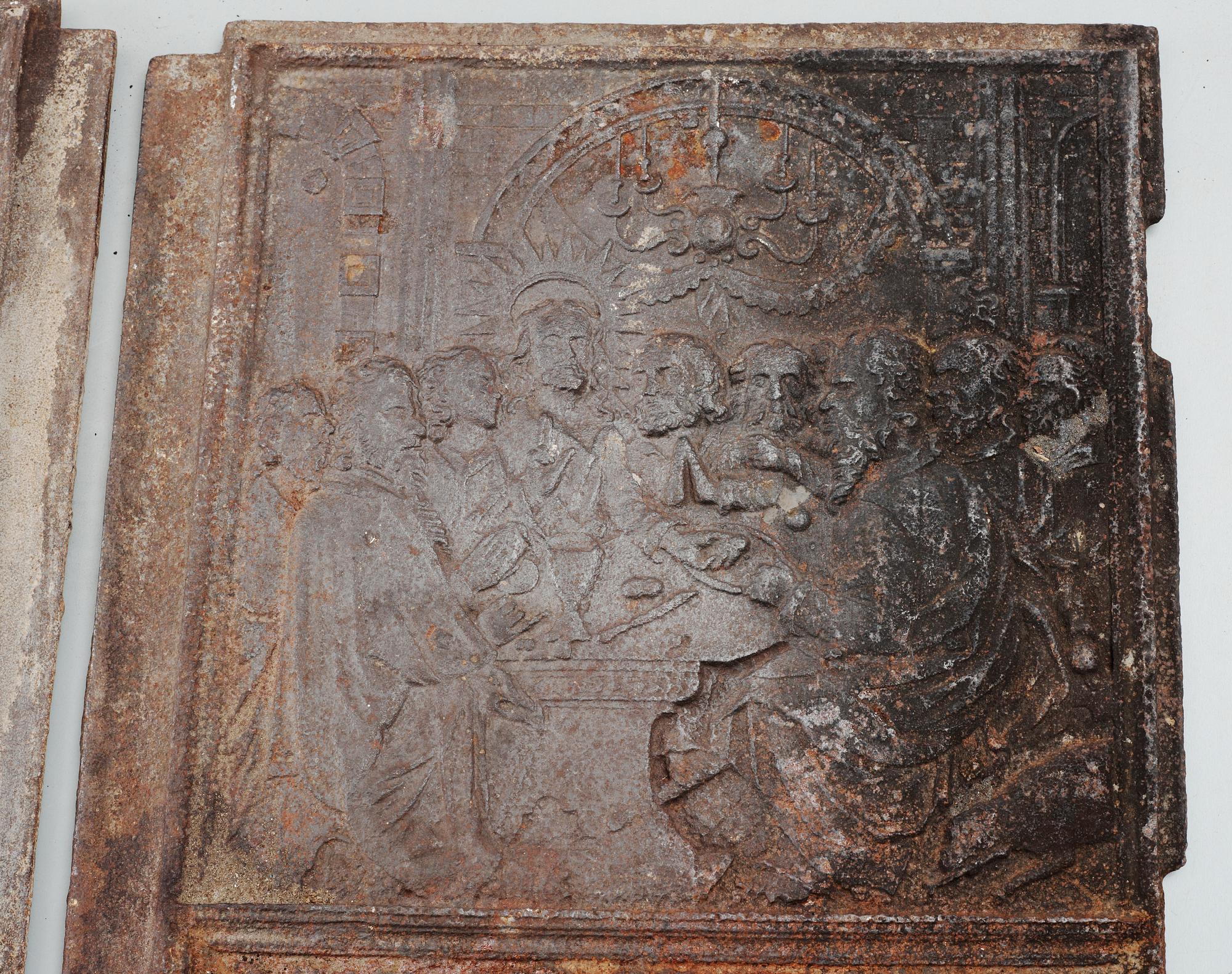SÄTTUGNSPLATTOR, 3 st, gjutjärn, troligen 1600-tal.