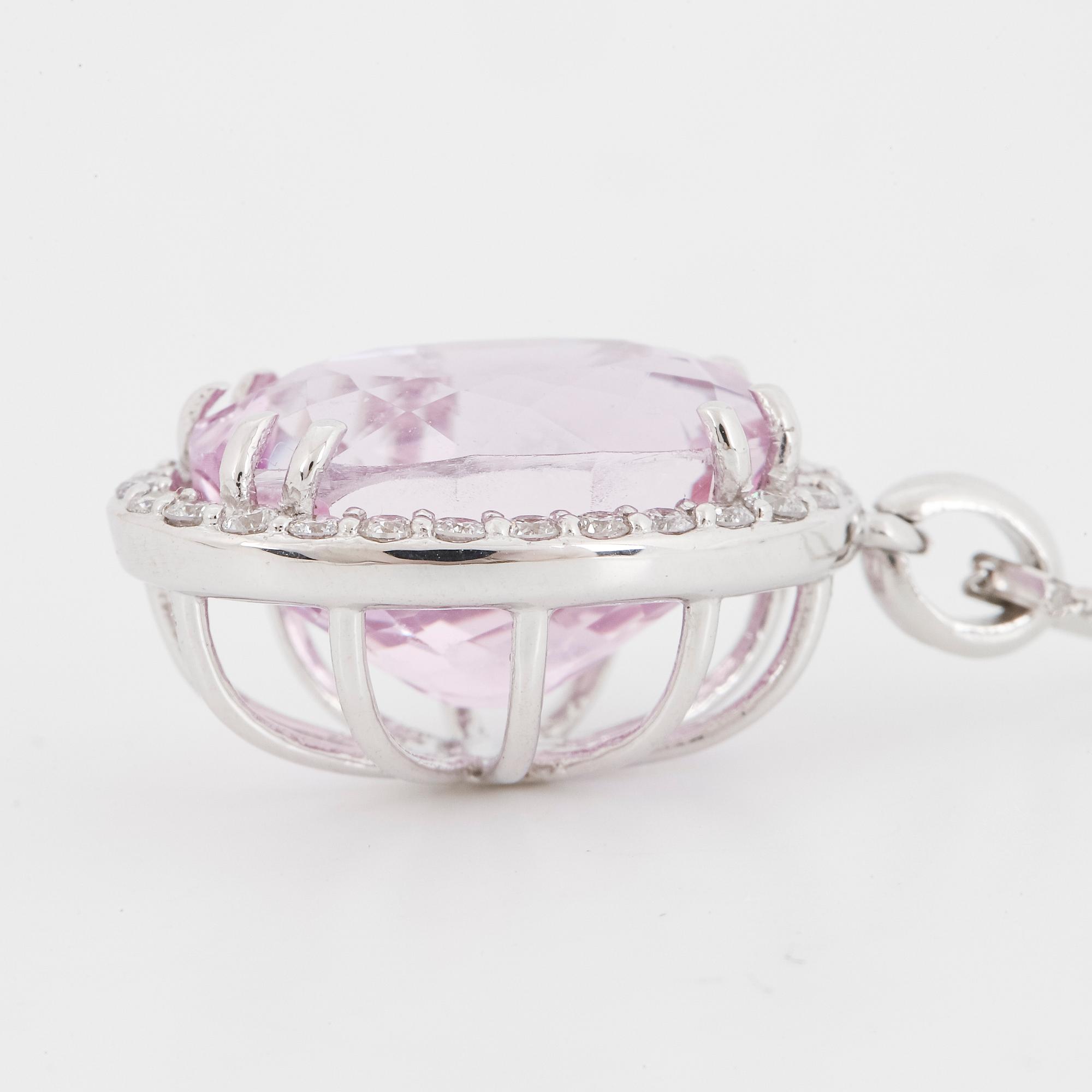 Kunzite and brilliant-cut diamond necklace.