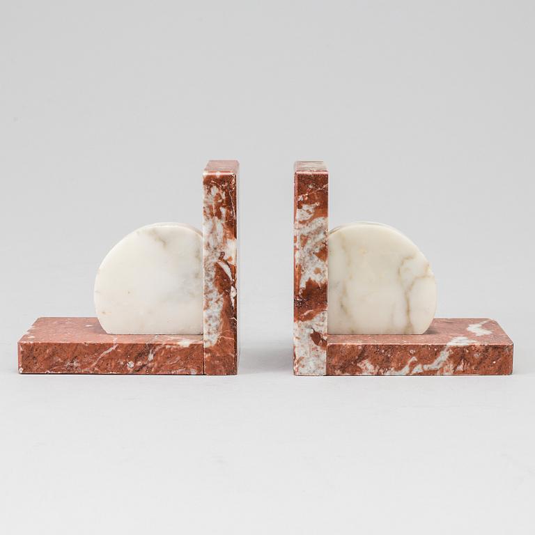 A pair of art déco marble book ends.