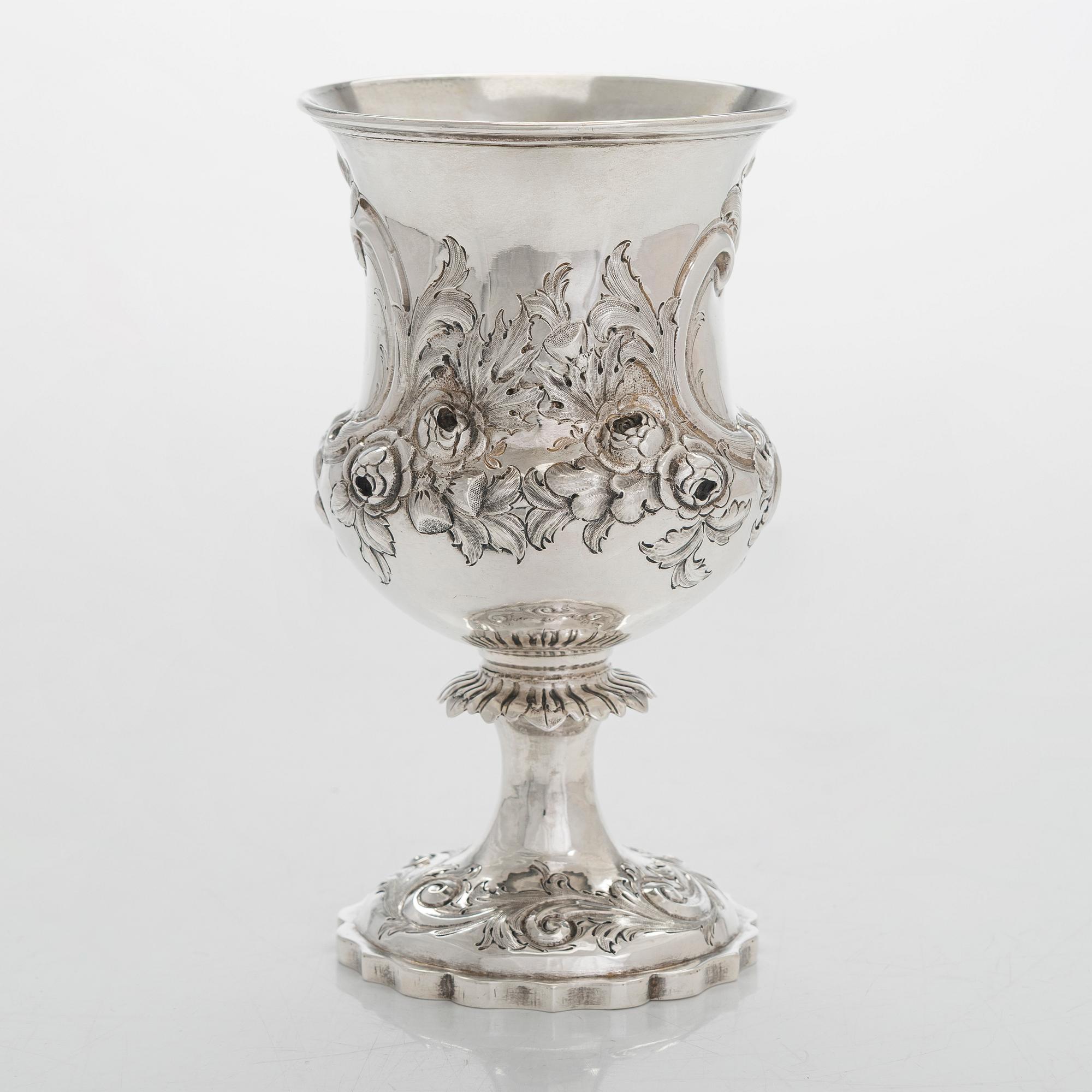 William Smily, a sterling silver Goblet, maker's mark of William Smily, A B Savory & Sons, London 1861.