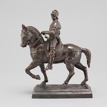 ANDREA DEL VERROCCHIO, kopia efter, skulptur, mörkpatinerad metall, 1900-tal.