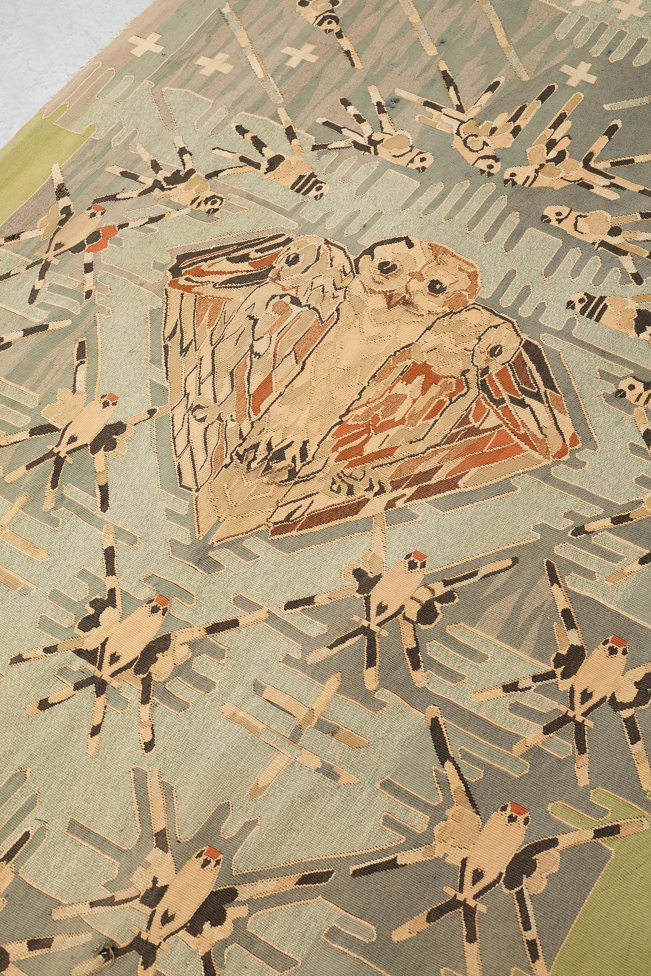 Annie Frykholm, vävd tapet, gobelängteknik ("Hautelissbonad"), ca 252,5-258 x 141-146 cm, signerad NK TG AFm.