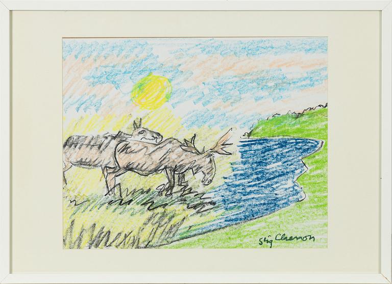 Stig Claesson, Elks by a Watercourse.