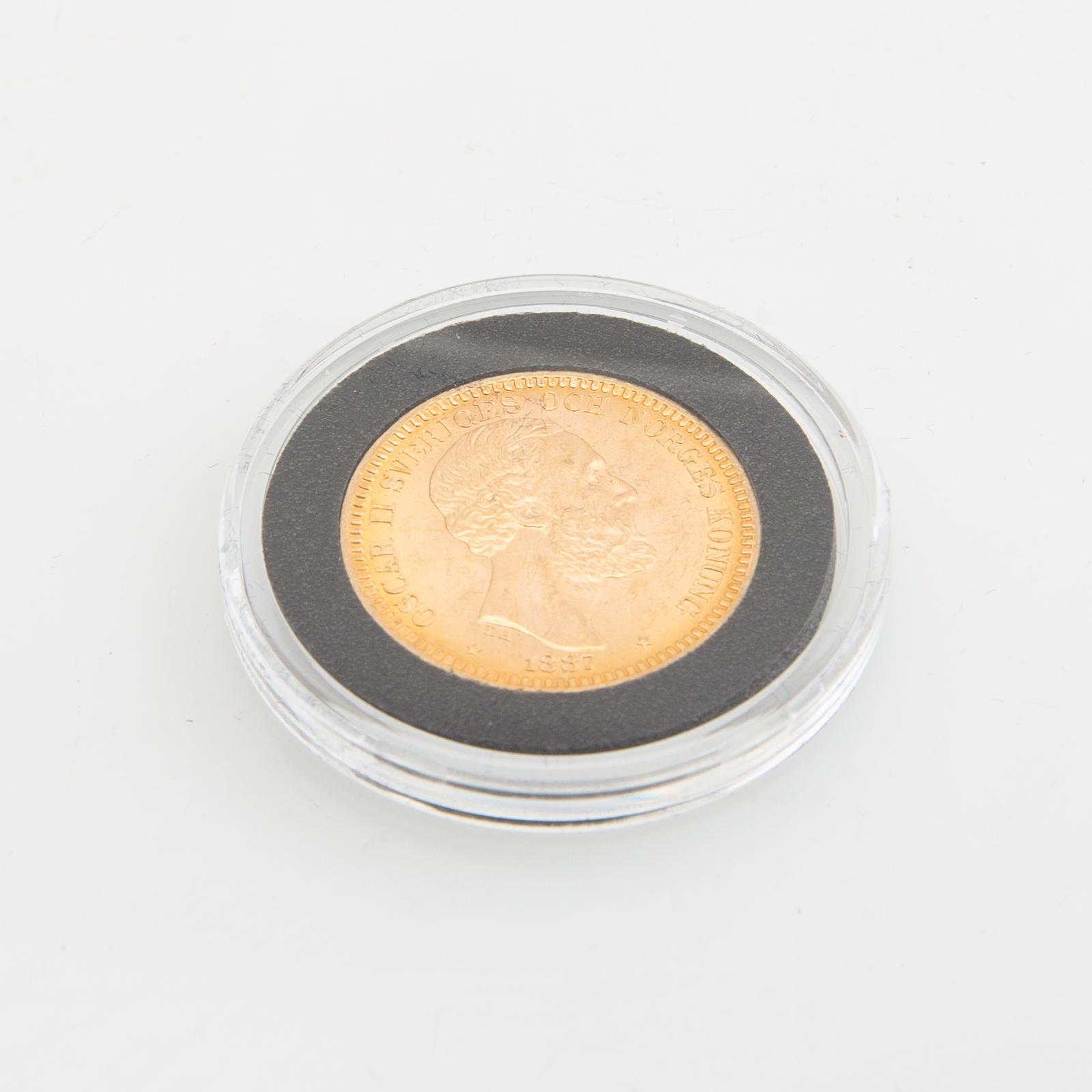 Guldmynt Sverige, Oscar II 20 kr, 1887.