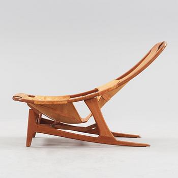 An Arne Tidemand Ruud 'Holmenkollen' teak and leather lounge chair, Norcraft, Norway 1950's-60's.