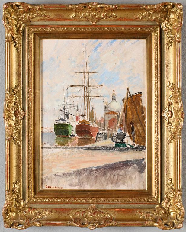 CARL SKÅNBERG, olja på pannå, stämpelsignatur.