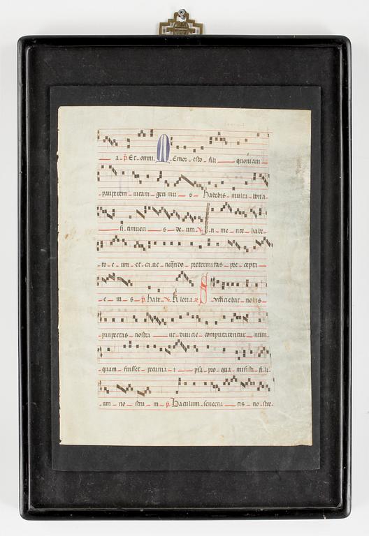 MISSALEBLAD, pergament, enligt uppgift 1500-tal.