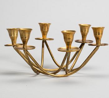 LJUSSTAKE/KANDELABER, mässing, 1900-talets mitt/andra hälft.