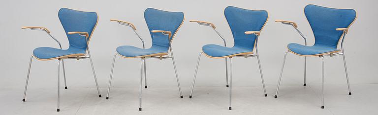 STOLAR, 4 stycken, "Sjuan", Arne Jacobsen, Fritz Hansen.