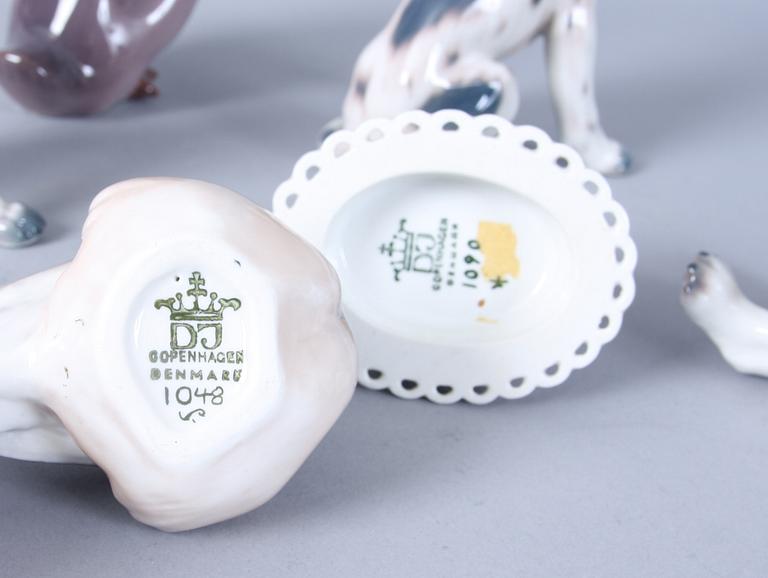 FIGURINER, 6 st, porslin, Dahl Jensen, Köpenhamn.