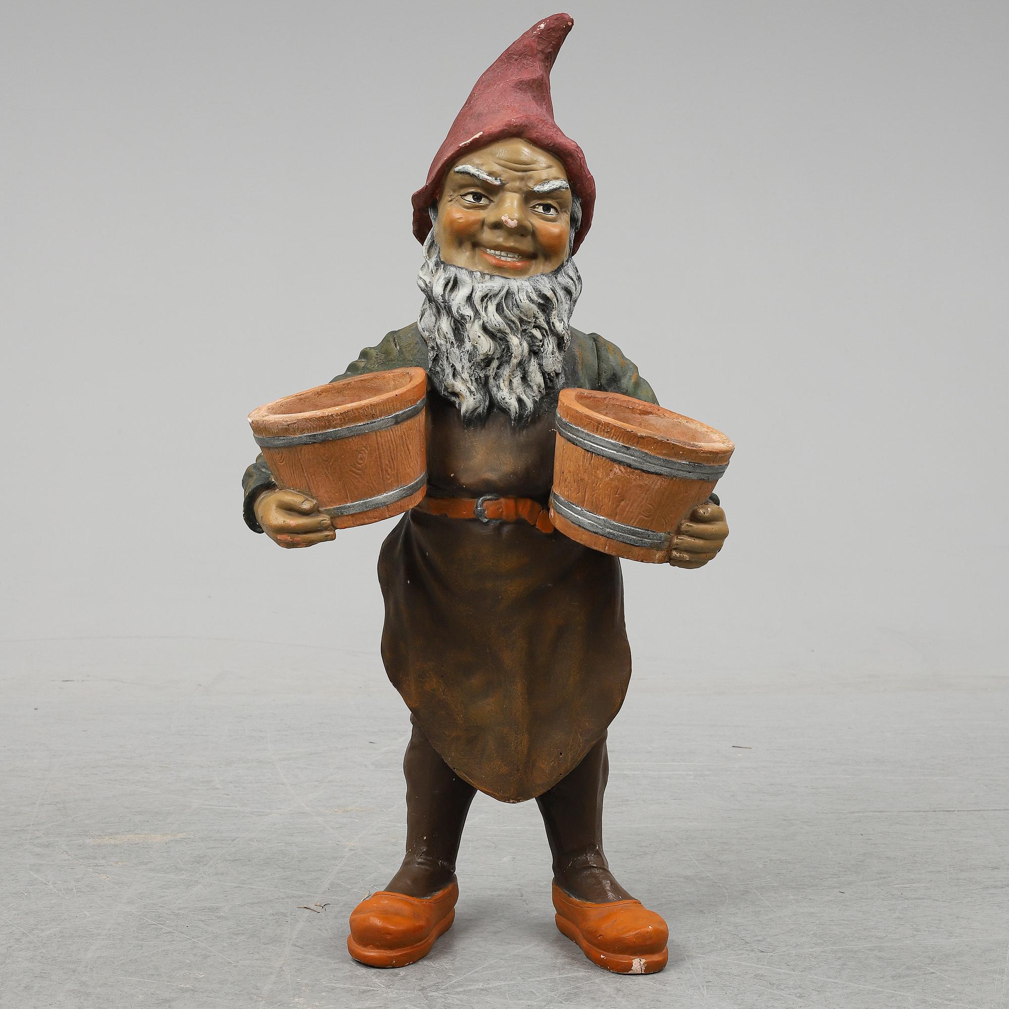 A terracotta gnome, probably Germany.