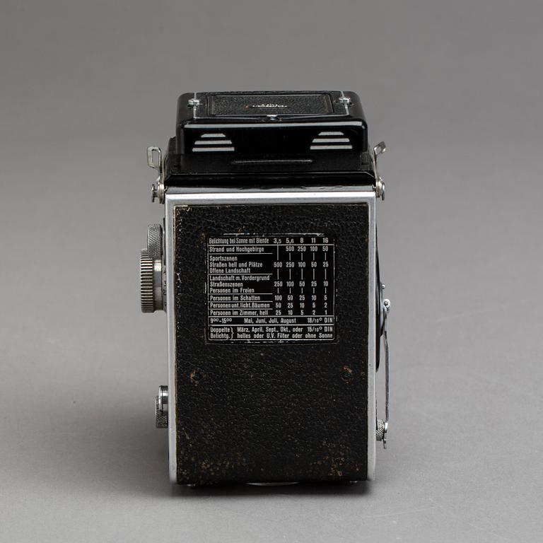 SPEGELREFLEXKAMERA, Rolleiflex compur rapid, nr 884758, Franke & Heidecke, Tyskland. 1900-talets mitt.