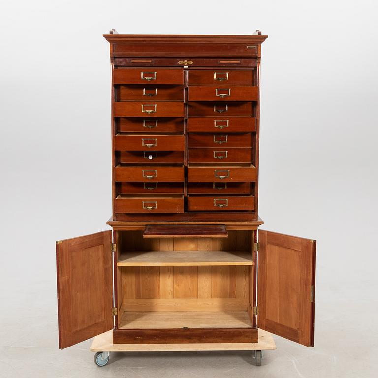 Roll-front cabinet from Åtvidabergs Snickerifabrik, early 20th century.