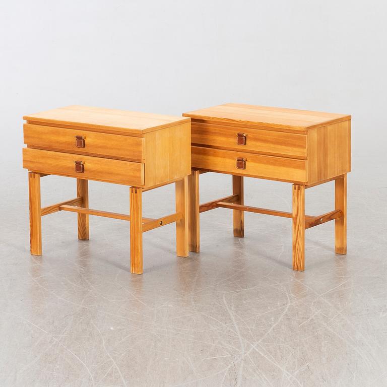 A pair of  1970:s pine night stands 'Charmant' by Sigurd Göransson for Fröseke Nybrofabriken, Sweden.