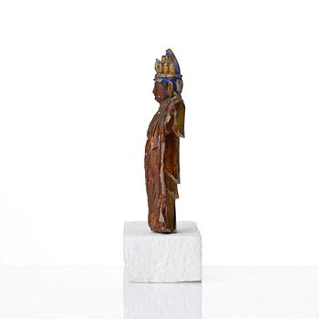 A wooden sculture of a buddhisattva, Qing dynasty.