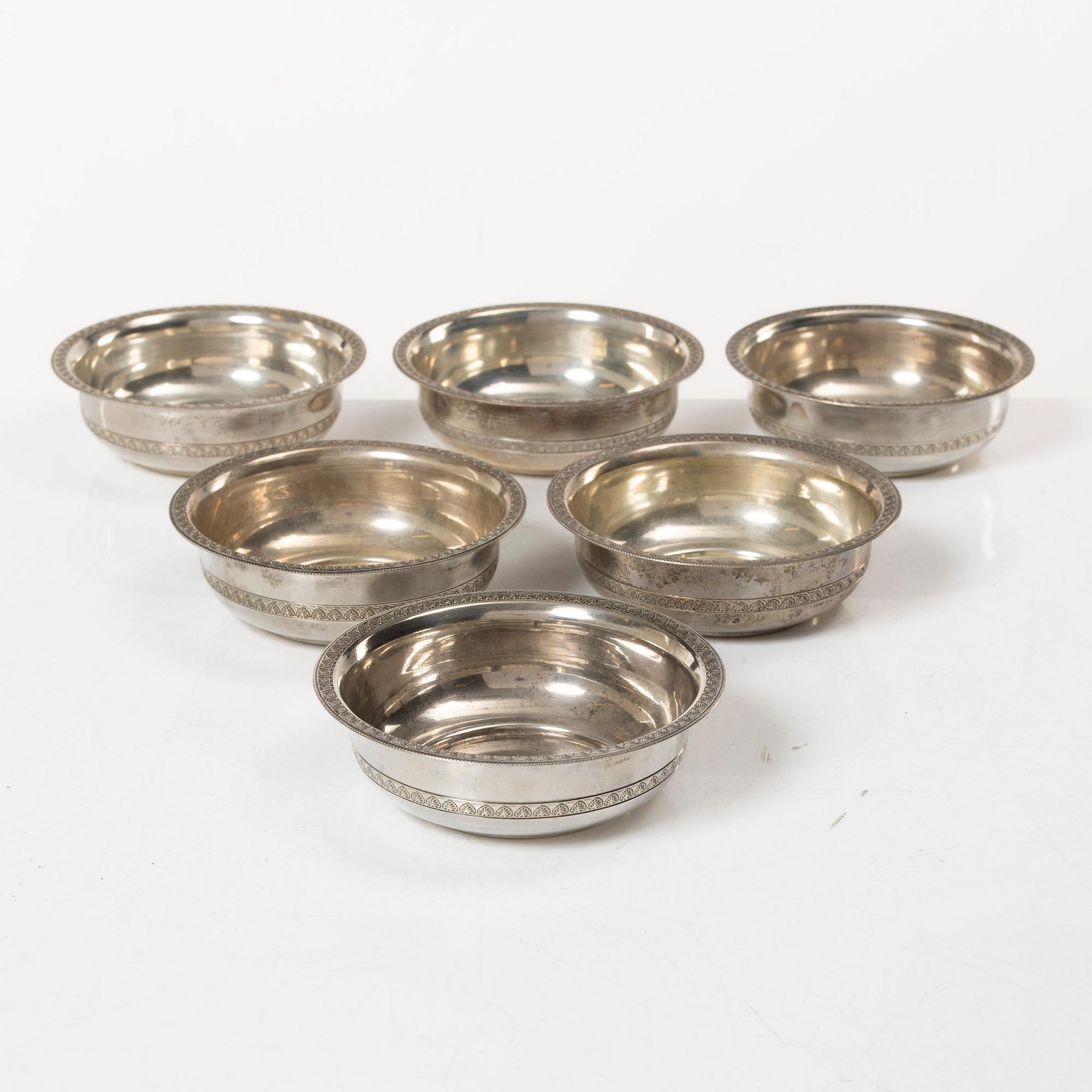 Six silver bowls, Egypt after 1946.