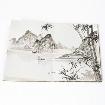 Album, med tuschmålningar, Kina, 1900-tal.