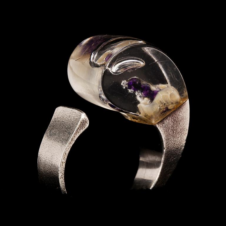 HALSKEDJA samt RING, sterlingsilver, Björn Weckström, Lapponia, Finland. Vikt 81.