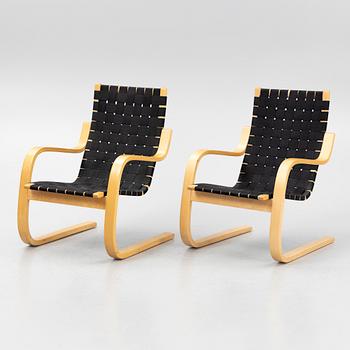 Alvar Aalto, karmstolar, ett par, modell 406, Artek, 1900-talets slut.