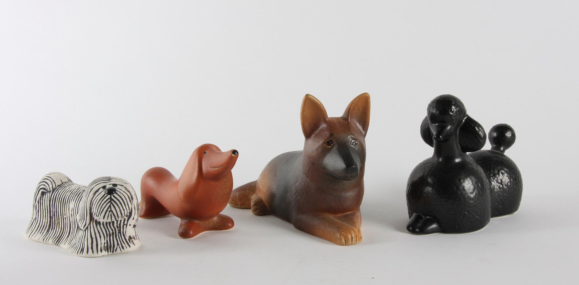 FIGURINER, 4 st, stengods, Lisa Larson, Gustavsberg, sign.