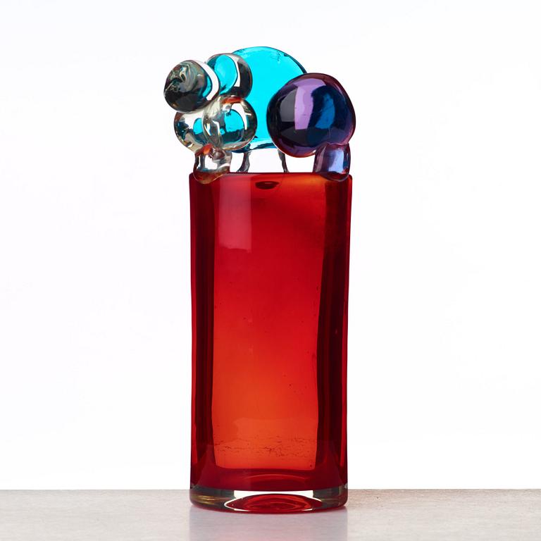 Oiva Toikka, a "Pompom" glass vase, Nuutajärvi Notsjö, Finland late 1960's.