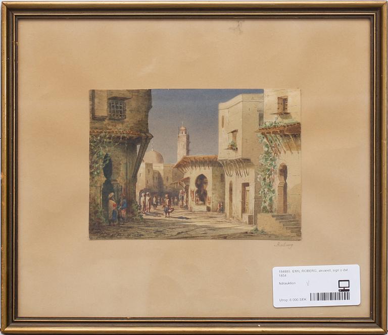 EMIL ROBERG, akvarell, sign o dat 1854.