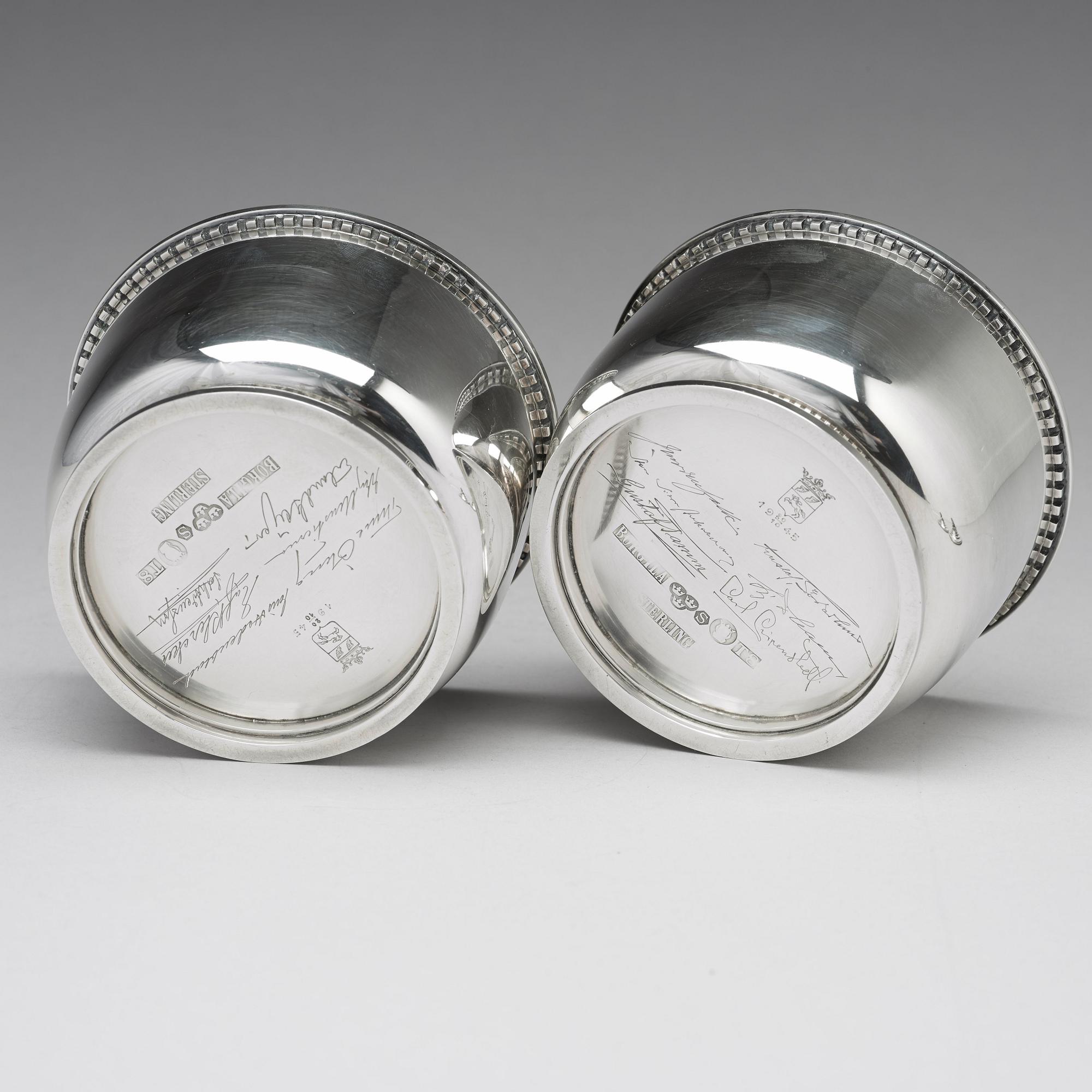 Atelier Borgila, a pair of sterling bonbonniéres, Stockholm 1945.