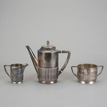 KAFFESERVIS, 3 delar, silver, CA Kjernås, Göteborg, 1918. Vikt ca 759 gram.