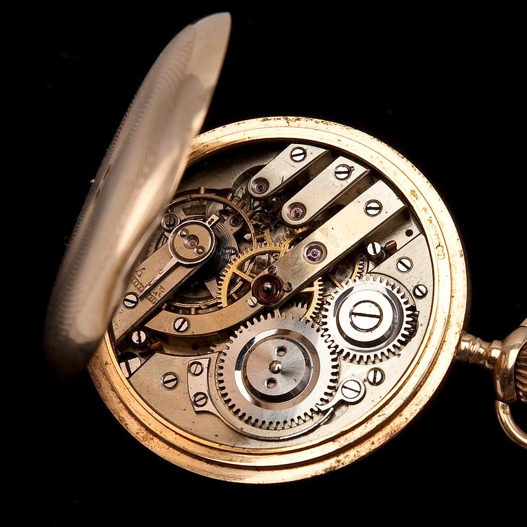 POCKET WATCH WITH CHAIN, Perret  & fils Brenets.