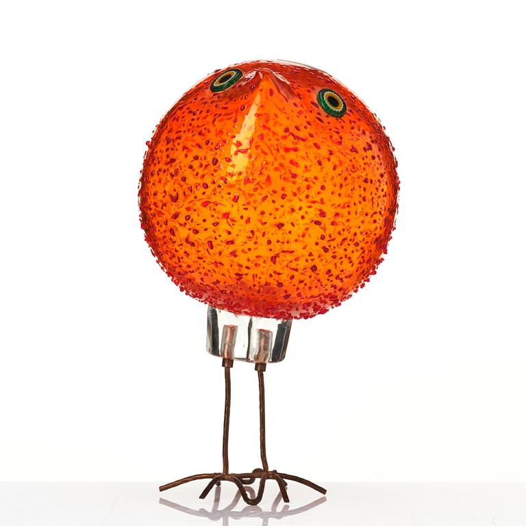Alessandro Pianon, a 'Pulcino' glass sculpture of a bird, Vistosi, Murano Italy 1960s.