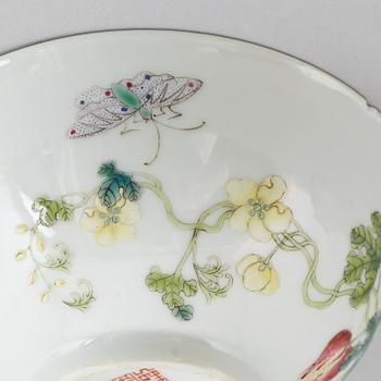 A set of three famille rose bowls, China, 20th Century.