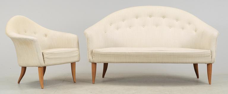 SOFFA samt FÅTÖLJ, Triva, Kerstin Hörlin-Holmqvist, NK Verkstäder, 1900-talets mitt.