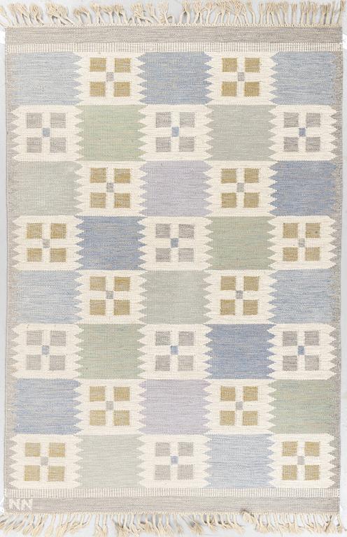 A carpet, flat weave, ca 203 x 141,5-142,5 cm, signed NN.