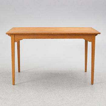 Carl Malmsten, dining table and four chairs, including Svensk Fur, second half of the 20th century.