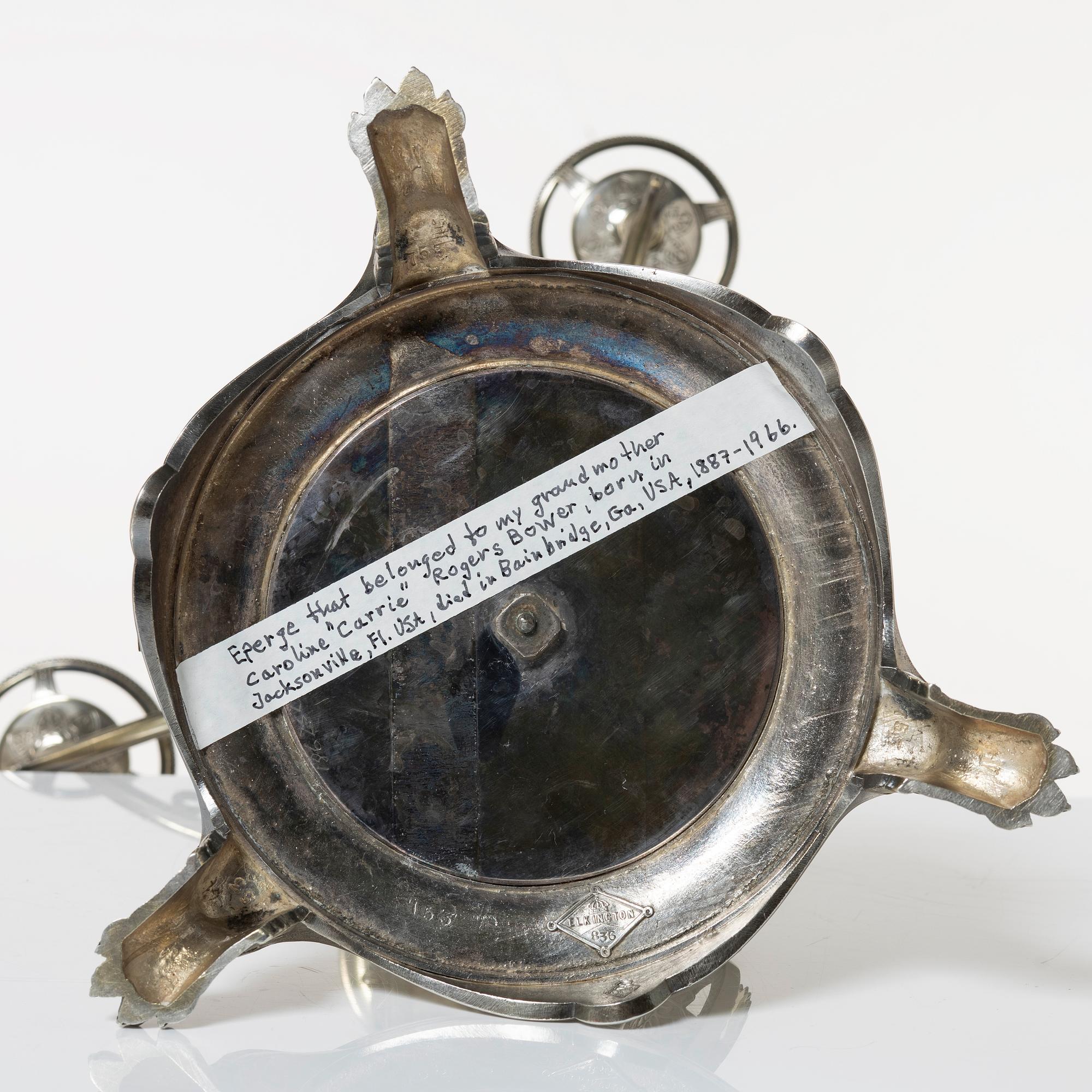 Bordsuppsats, nysilver, Elkington & Co, England, 1862.