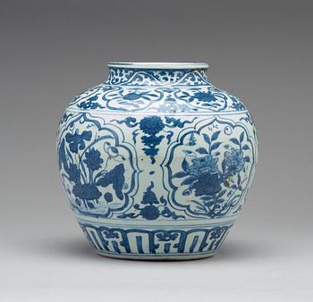 A blue and white jar, Ming dynasty (1368-1644).