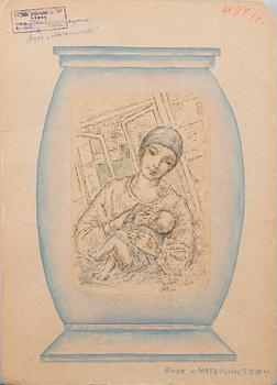 ATTRIBUTED TO, SKETCH FOR A PORCELAIN VASE, "MOTHERHOOD".