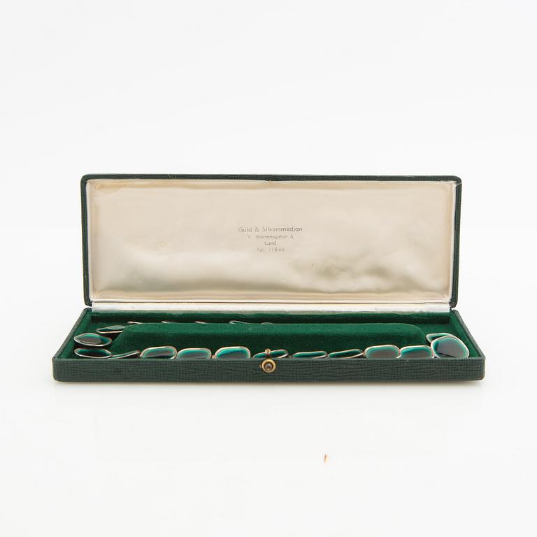 Atelier Borgila, necklace, silver with enamel, Stockholm, 1958.