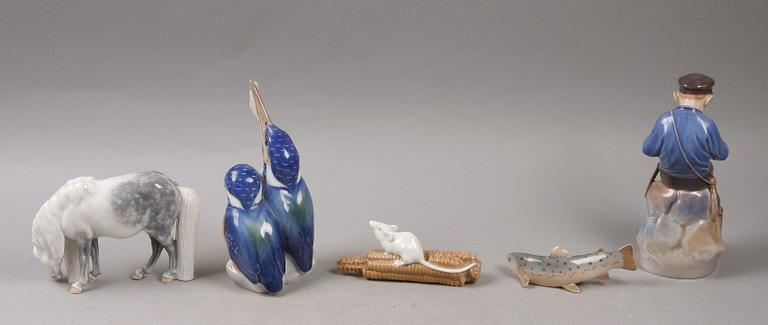 FIGURINER, 5 st, porslin, Royal Copenhagen, Danmark.