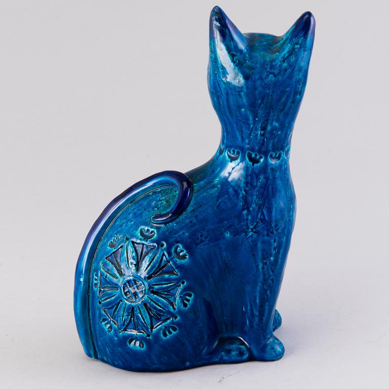 ALDO LONDI, A ceramic cat from the Siviglia blu persiano series by Bitossi, Italy 1963-65.