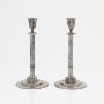 Erik Fleming, a pair of pewter candle holdes, Norrahammars tenn, Sweden, 1930.