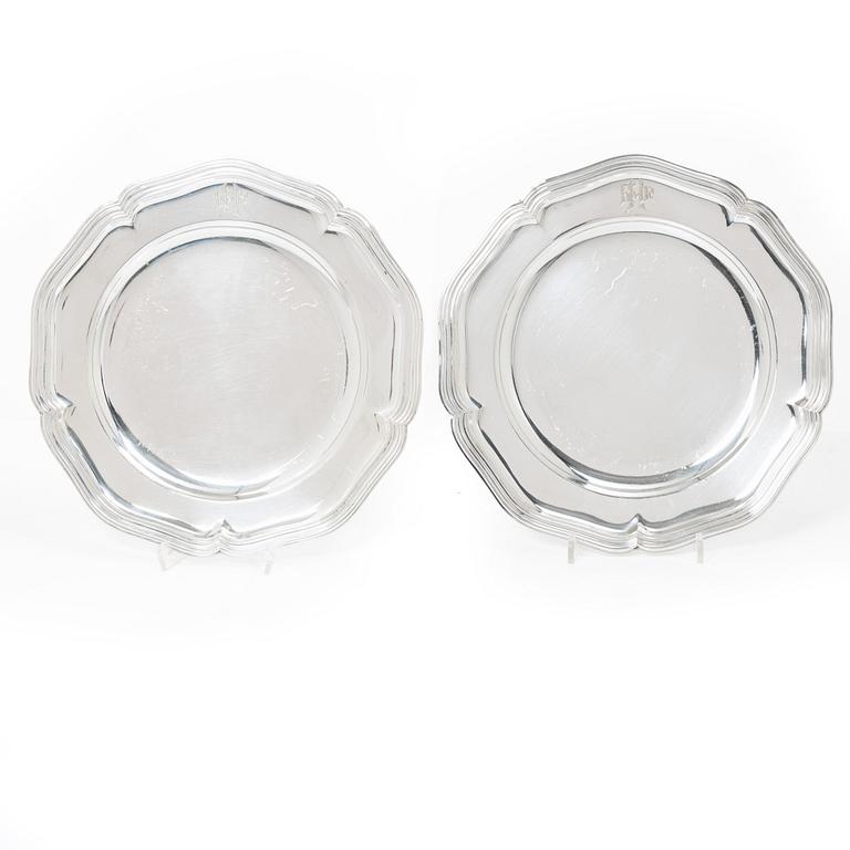 The Danish early 20th century silver plates, mark of Anton Michelsen, Copenhagen 1917-1918.