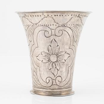 A silver beaker by Petter Lund, Nyköping, 1712.